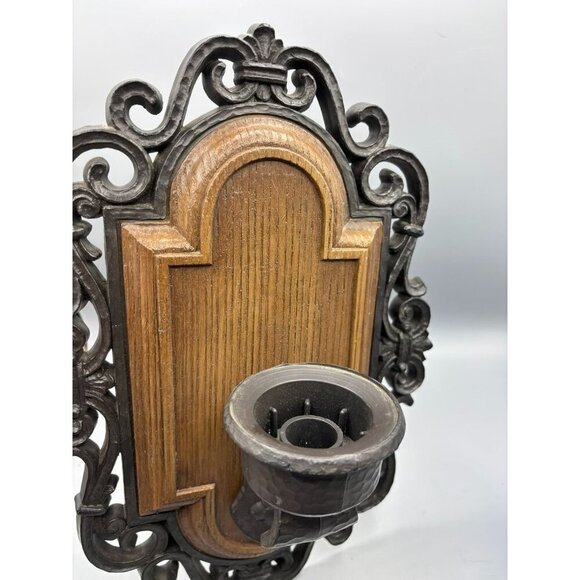 Vtg Ornate Wall Sconce‎ Candle Holder Made In USA Gothic Victorian Style - Picture 3 of 6
